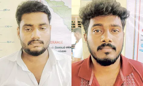 கைது செய்யப்பட்ட நவீன்ராஜ், கார்த்திகேயன்.