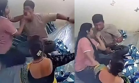 வெறித்தனமாக நடந்து கொண்ட மனைவி - முகத்திலேயே உதை வாங்கிய கணவன் - அதிர்ச்சி வீடியோ