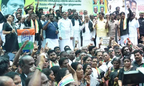 பிரதமர் மோடி வருகை எதிர்த்து சென்னையில் இன்று இந்திய கூட்டணி கட்சிகள் கருப்பு கொடி ஆர்ப்பாட்டம்