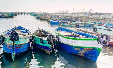 சூறாவளி காற்று எச்சரிக்கை: தூத்துக்குடியில் விசைப்படகு மீனவர்கள் கடலுக்கு செல்லவில்லை