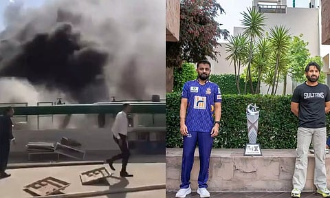 பாகிஸ்தான் சூப்பர் லீக்கில் விளையாடும் கிரிக்கெட் வீரர்கள் தங்கியிருந்த ஓட்டலில் தீ விபத்து
