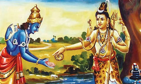 சிவபெருமானின் அருளால் விஷ்ணுவுக்கு கிடைத்த சங்கு - சக்கரம்