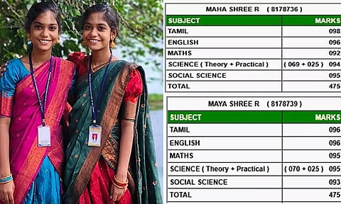 10ஆம் வகுப்பு பொதுத்தேர்வு: ஒரே மதிப்பெண் பெற்று அசத்திய இரட்டை சகோதரிகள்..!