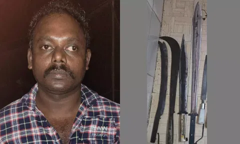 ரவுடி - பறிமுதல் செய்யப்பட்ட ஆயுதங்கள்