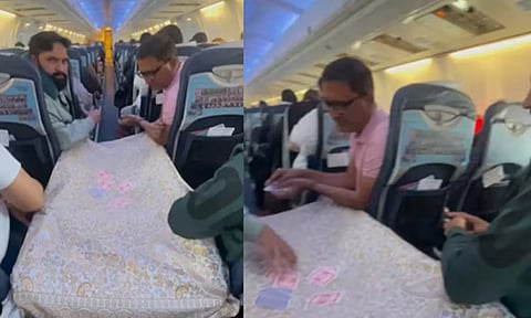 நடுவானில் சீட்டு விளையாடிய விமான பயணிகள் - வீடியோ வைரல்