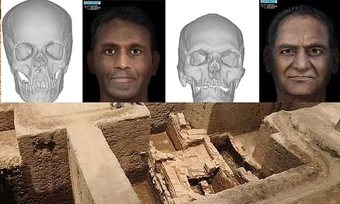 கீழடியில் கிடைத்த  மண்டை ஓடுகளை வைத்து, 2500 ஆண்டுகளுக்கு முன் வாழ்ந்த தமிழர் முகங்கள் வடிவமைப்பு