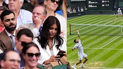விம்பிள்டன் டென்னிஸ் தொடரை நேரில் கண்டுகளித்த விராட் கோலி - அனுஷ்கா சர்மா