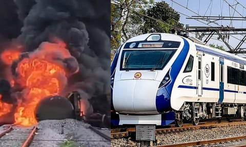திருவள்ளூர் அருகே சரக்கு ரெயில் தீப்பிடித்து விபத்து- 17 மணி நேரத்திற்கு பின்பு ரெயில்கள் இயக்கம்