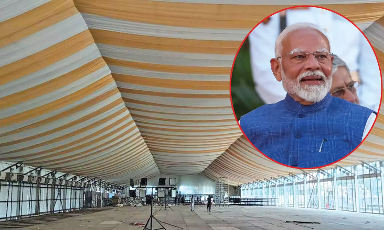 பிரதமர் மோடி பங்கேற்கும் முப்பெரும் விழா - பிரமாண்டமான பந்தல், மேடை அமைக்கும் பணி தீவிரம்