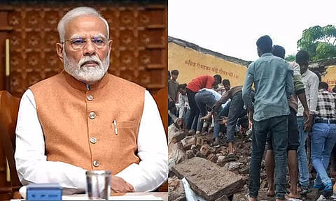 பள்ளி மேற்கூரை இடிந்து விழுந்த விபத்தில் பலி எண்ணிக்கை 6 ஆக உயர்வு - பிரதமர் மோடி இரங்கல்