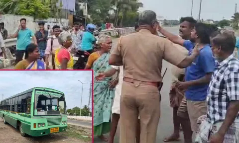 அரசு பஸ் கண்ணாடி உடைப்பு- பொதுமக்கள் சாலை மறியல்