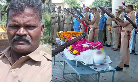 கொலை செய்யப்பட்ட எஸ்எஸ்ஐ சண்முகவேல் உடல் அரசு மரியாதையுடன் தகனம்