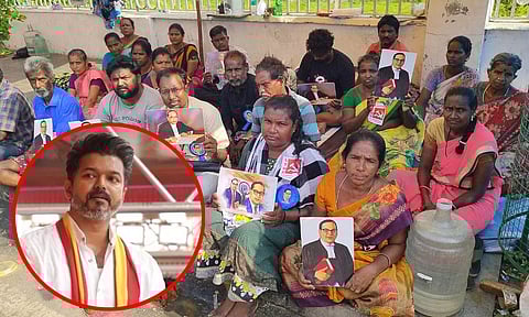 பனையூரில் உள்ள தவெக அலுவலகத்தில் விஜயை சந்தித்த தூய்மை பணியாளர்கள்