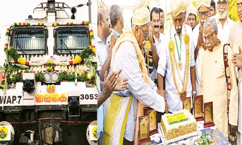 48-வது பிறந்தநாளை கொண்டாடிய வைகை எக்ஸ்பிரஸ்: கேக் வெட்டி மகிழ்ந்த ரெயில்வே ஊழியர்கள்