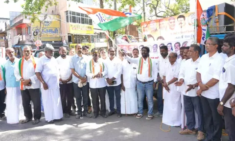 INTUC சார்பில்  நடைபெற்ற வாகன பிரச்சார பயணத்தை குமரி எம்பி விஜய்வசந்த் துவக்கி வைத்தார்
