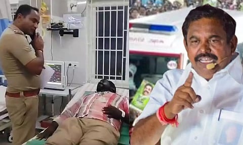 அதிமுக கூட்டத்திற்கு நடுவே சென்ற ஆம்புலன்ஸ் ஓட்டுநர் தாக்கப்பட்டதாக புகார் - போலீசார் விசாரணை