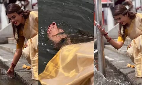 கோவில் குளத்தில் காலை கழுவி ரீல்ஸ் எடுத்த பிக்பாஸ் பிரபலம் - புனித தன்மையை மீட்க பரிகார பூஜை