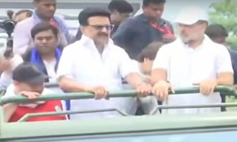 ராகுல் காந்தி பேரணி- மு.க.ஸ்டாலின், கனிமொழி, தேஜஸ்வி பங்கேற்றனர்