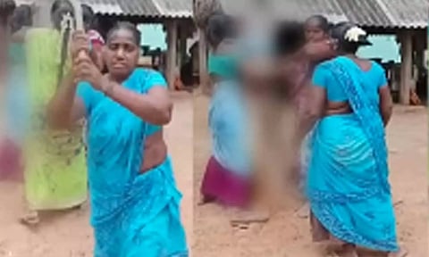 விவசாயியின் மனைவியை மரத்தில் கட்டிவைத்து அடித்து உதைத்த பெண்கள்- வைரலாகும் வீடியோ