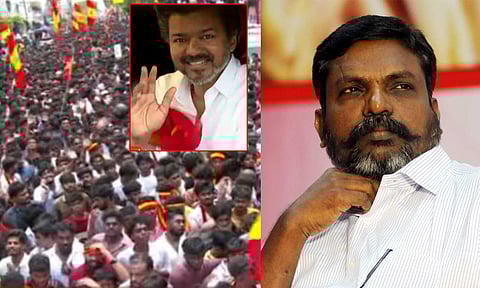 விஜய் தனித்துதான் காணப்படுகிறார்: வடிவேலு ஷோ நடத்தினால் கூட கூட்டம் கூடும்: திருமாவளவன்