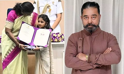 தேசிய விருது வென்ற 4 வயது பெண் குழந்தைக்கு கமல்ஹாசன் வாழ்த்து
