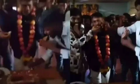 சிறைக்குள் கேக் வெட்டி பிறந்த நாள் கொண்டாடிய ரவுடி - வீடியோ வெளியாகி பரபரப்பு