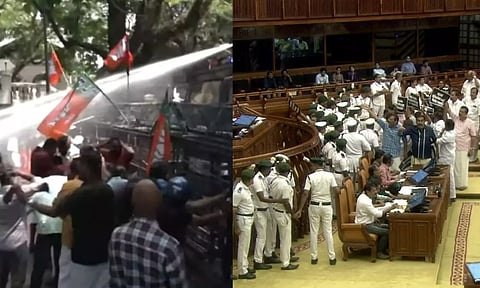 கேரள அரசியலில் சர்ச்சையான சபரிமலை தங்கத் தகடு விவகாரம்.. சட்டமன்றம் முடக்கம் - போராட்டக்காரர்கள் கைது