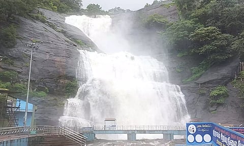 குற்றால அருவிகளில் தொடர்ந்து வெள்ளப்பெருக்கு: 2-வது நாளாக அனைத்து அருவிகளிலும் குளிக்க தடை