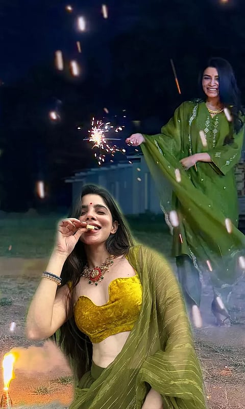 நடிகைகள் சமந்தா மற்றும் திவ்ய பாரதியின் தீபாவளி க்ளிக்ஸ்..!