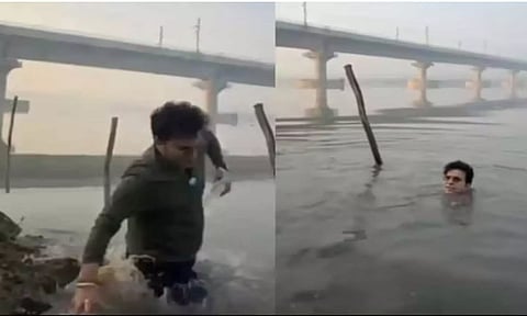 VIDEO: ரீல்ஸ் எடுக்க முயன்று யமுனை ஆற்றில் தவறி விழுந்த பாஜக எம்.எல்.ஏ.