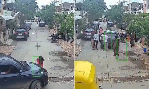 சிறுவன் ஓட்டி வந்த கார் மோதி அதிர்ஷ்டவசமாக உயிர் தப்பிய சிறுமி- வீடியோ வைரல்