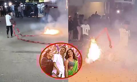 'ஜன நாயகன்' படத்தின் முதல் சிங்கிள் கொண்டாட்டம்: தியேட்டரில் பட்டாசை தூக்கியெறிந்த ரசிகர்