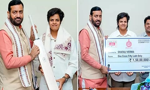 ஷபாலி வர்மாவுக்கு ரூ.1½ கோடி ஊக்கத்தொகை: அரியானா முதல் மந்திரி வழங்கினார்