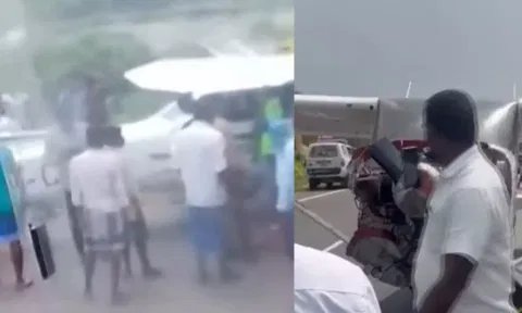 புதுக்கோட்டை - திருச்சி நெடுஞ்சாலையில் தரையிறங்கிய விமானத்தால் பரபரப்பு