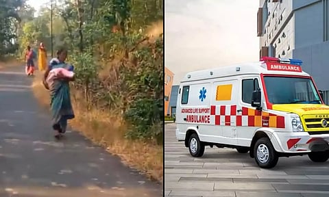 பிறந்த குழந்தையுடன் இளம்பெண்ணை நடுவழியில் இறக்கிவிட்டு சென்ற ஆம்புலன்ஸ் ஓட்டுநர்... 2 கி.மீ நடந்தே சென்ற அவலம்!