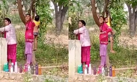 வீட்டுப்பாடம் முடிக்காத 4 வயது சிறுவனை மரத்தில் கட்டி தொங்கவிட்ட ஆசிரியைகள்!