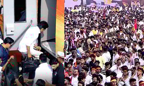 புதுச்சேரி பொதுக்கூட்டத்திற்கு 10 நிமிடத்திற்கு முன்னதாகவே வந்த விஜய்...