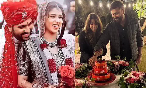 10 ஆம் ஆண்டு திருமண நாளை கேக் வெட்டி கொண்டாடிய ரோகித் சர்மா