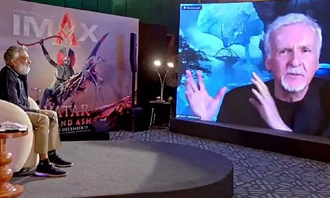 அவதார் 3வது பாகம்... ஜேம்ஸ் கேமரூனை நேர்காணல் செய்த எஸ்.எஸ்.ராஜமௌலி - வைரல் வீடியோ