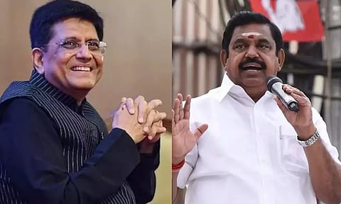 தமிழக பா.ஜ.க. தேர்தல் பொறுப்பாளர் மத்திய மந்திரி பியூஸ் கோயல்- எடப்பாடி பழனிசாமி சந்திப்பு