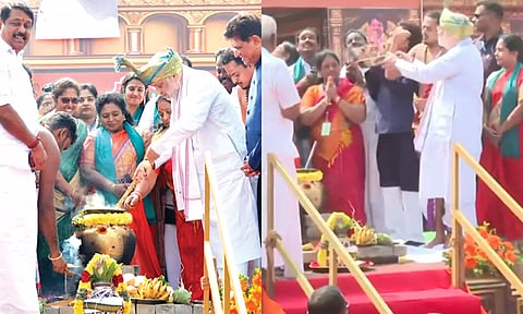 பொங்கல் விழாவில் அமித் ஷா பங்கேற்பு - பெண்கள் குடும்பத்துடன் திரண்டு உற்சாகம்