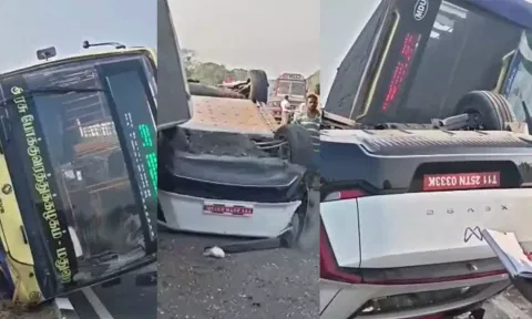 மதுரை- திண்டுக்கல் தேசிய நெடுஞ்சாலையில அரசு பஸ்- கார் மோதி விபத்து: 15-க்கும் மேற்பட்டோர் காயம்