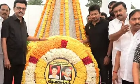 மொழிப்போர்த் தியாகிகள் நினைவிடத்தில் முதலமைச்சர் மு.க.ஸ்டாலின் மரியாதை