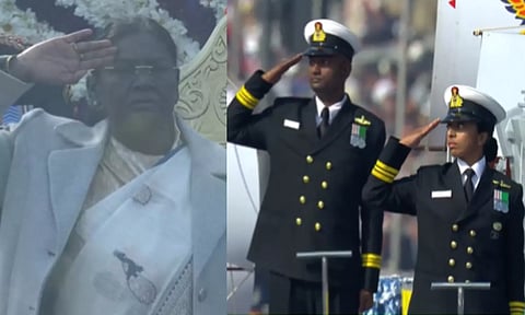 77-வது குடியரசு தின விழா: முப்படைகளின் அணிவகுப்பு மரியாதையை ஏற்றார் ஜனாதிபதி திரவுபதி முர்மு