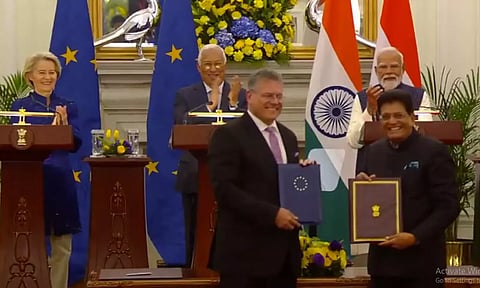 இந்தியா-ஐரோப்பிய ஒன்றியம் இடையே வர்த்தக ஒப்பந்தம் கையெழுத்தானது