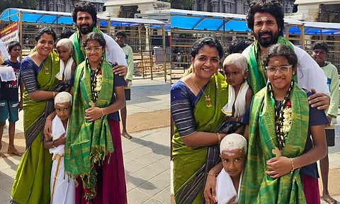 திருச்செந்தூர் முருகன் கோவிலில் மகன்களுக்கு மொட்டை போட்ட சிவகார்த்திகேயன்