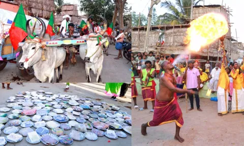 ஊர்மெச்ச நடந்த காதணி விழா: 20 இரட்டை மாட்டு வண்டிகளில் 200க்கும் மேற்பட்ட சீர்வரிசை