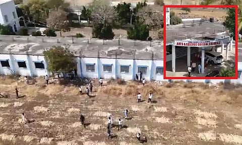 பிளஸ்-2 தேர்வில் மாணவர்களுக்கு காப்பியடிக்க உதவிய பெற்றோர்- டிரோன் காட்சியில் சிக்கினர்