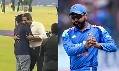 INDvsPAK: முன்னாள் பாகிஸ்தான் வீரரை கட்டியணைத்த ரோகித் சர்மா- வைரலாகும் வீடியோ