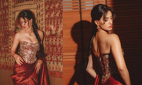 திஷா பதானி அணிந்திருக்கும் சேலை விலை ரூ.5.58 லட்சம்